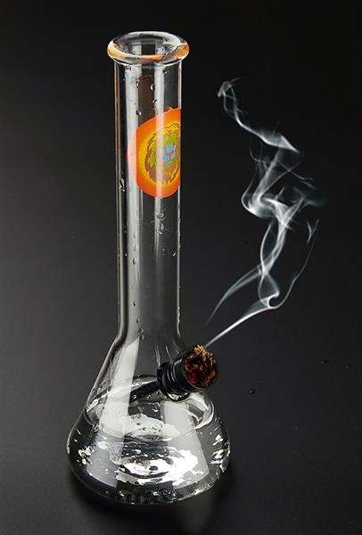 Glas Mini Kolben Bong Beaker ca. 20cm "Champ High Chemistery"